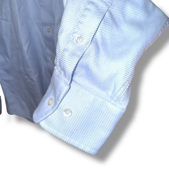 Blue David Donahue Trim Fit Dress Shirt Size M 16 32/33 - Picture 5 of 8